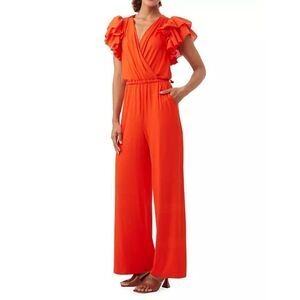 jersey, Trina Turk's Weston jumpsuit with ruffled cap sleeves. NWT size L